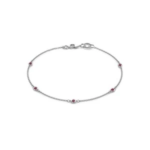 Round Ruby 5 Stone Station Bracelet 1/6 ctw 14K Gold JP: 77170 - Picture 1 of 16