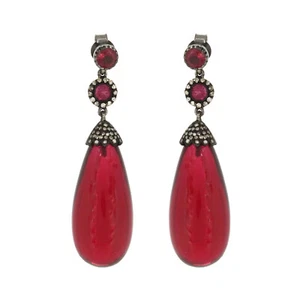 Tourmaline & Diamond Dangling Earring Solid Yellow Gold & Silver Women's Jewelry - Picture 1 of 4