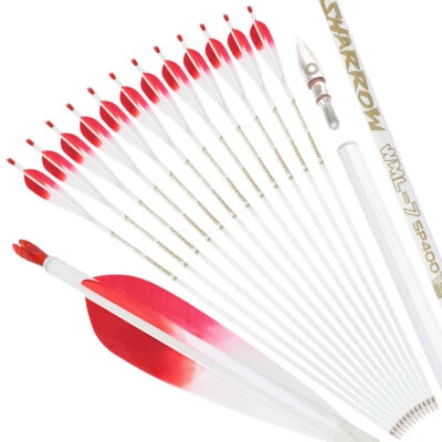 32" Pure Carbon Arrows 5" Feather .003" SP400-800 Recurve Compound Bow Hunting - Image 1 of 4