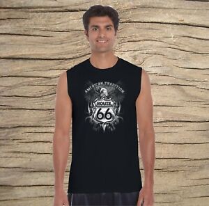 American Tradition Route 66 Sleeveless T-shirt  Cool New Retro Design