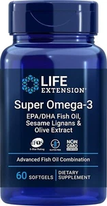 Life Extension Super Omega-3 Plus EPA/DHA Fish Oil/Olive/EPA/DHA 60gels - Picture 1 of 2