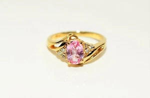 Natürlicher Padparadscha Saphir & Diamantring 14K massiv Gold 0,88tcw Edelstein - Bild 1 von 12