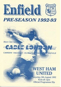 ENFIELD V WEST HAM UNITED ~ PRE SEASON FRIENDLY ~ 8. AUGUST 1992 - Bild 1 von 1