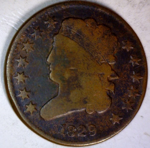 1829 VG + Classic Head Half Cent Coin SOLID VERY GOOD + LOT #19   NR Cover
