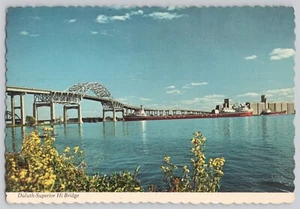 Duluth-Superior Hafen Hi Bridge Minnesota Vintage unbespostte Postkarte riesiger Frachter - Bild 1 von 2