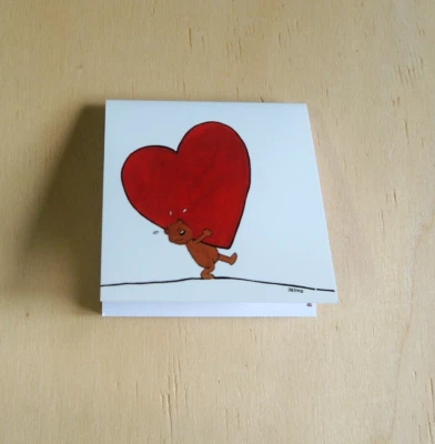 großes Herz kleiner Bär 1x Klebezettel Haftnotizen 50 Blatt Notizzettel Für Dich - Bild 1 von 3