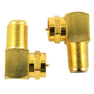 2 pcs/set RIGHT ANGLE Screw-On Coaxial Cable Adapter F CONNECTOR Plugs - Picture 1 of 1