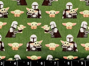 Tina Scrap 9"x21" STAR WARS MANDALORIAN BABY YODA THE Grogu CHILD COTTON FABRIC - Picture 1 of 1