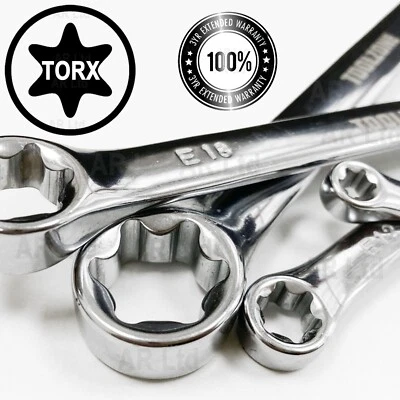 E-TORX Ring Spanners 4pc Star Torx Double Box Wrench Set Female Torx E6 to E24 - Image 1 of 4