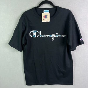 Camiseta Champion Heritage Para Hombre Mediana Negra Azul Camuflada Gráfico Logo Manga Corta - Imagen 1 de 15