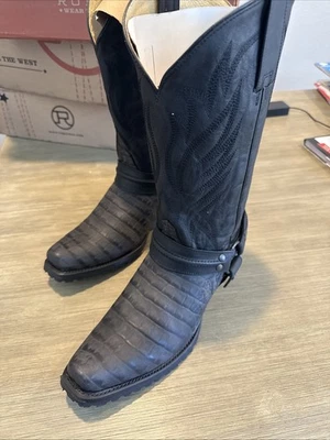 Botas Roper Diesel Talla 11 EE Negras Repujado Caimán Nuevas En Caja Foto 1 de 4