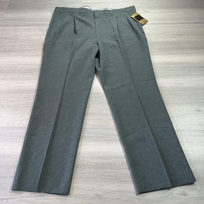 NEW Botany 500 Suit Pants Mens 44x32 Gray Pleated Wool Big & Tall Dress USA - Image 1 of 4