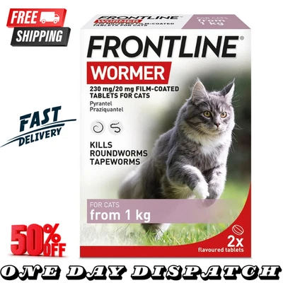BRANDED FRONTLINE WORMER Cat Worming Treatment 2 Tablets UK