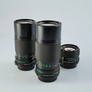 EXCELLENT Canon New FD 50mm F/1.4 + 70-150mm F/4.5 + 200mm F/4 Prime Lens - Picture 1 of 24