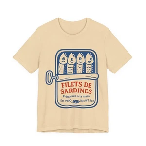 Retro Sardines Graphic Shirt, Humorous Seafood Tee, Unisex T-Shirt, XS-3XL - Picture 1 of 34