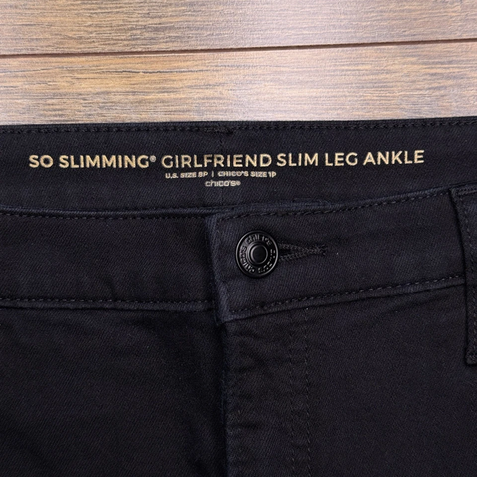 Chicos So Slimming Girlfriend Slim Leg Ankle Jeans 1P Black Mid Rise Stretch - Image 1 of 4