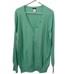 J Crew Pullover Damen groß grün klassisch 100 % Baumwolle Cardigan Strick Büro adrett - Bild 1 von 9