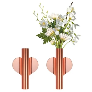 2 Stück Wandvasen für Blumen, Rosegold Wanddeko Wandmontage Metall Hangin... - Bild 1 von 7