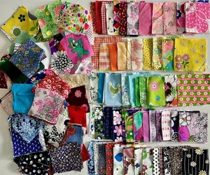 400+ Menge Vintage 4,5" Quilt Block Quadrate gemustert Baumwolle verschiedene geschnittene Stoffstücke - Bild 1 von 8