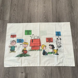 Vintage Peanuts Pillow Case Double Sided Charlie Brown Snoopy Lucy Linus Comics - Picture 1 of 5