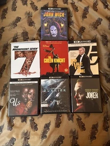 4k blu ray lot - 9 Movies - John Wick 1-3, Joker, Dunkirk, Us, The Green Knight - Picture 1 of 8