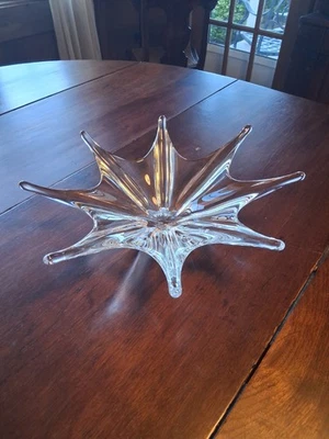 Tigela central vintage de cristal bacará Stella estrela do mar feita na França 16" - Imagem 1 de 4