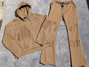 Valabasas 2 Piece Hoodie & Sweatpants / Joggers Size Medium, Brown, Distressed - Picture 1 of 24