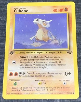 NM Cubone 50/64 1st Edition Jungle Common Pokemon Card NEAR MINT - Image 1 of 2
