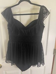 Torrid Dress Swimsuit Women’s Size 1   14/16 Black Polka Dot