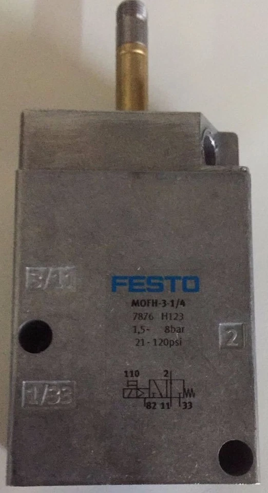 7876 FESTO AIR SOLENOID VALVE MONOESTABLE MOFH-3-1/4  3/2 WAYS G1/4 1,5-8 BAR - Image 1 of 2