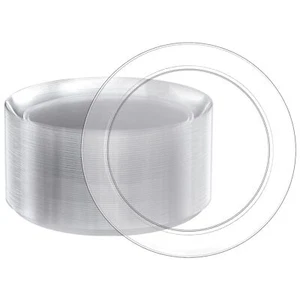 FOCUSLINE 100 Count Clear Plastic Plates 10 Inch, Disposable Dinner Plates He... - Picture 1 of 7