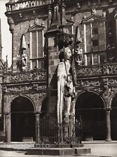 1924 Vintage DEUTSCHLAND Bremen Roland Statue Architektur Foto Bildende Kunst HIELSCHER