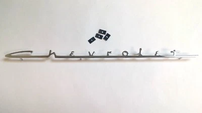 1953 1954 Chevy Belair 210 150 Dash Emblem Chrome Script CHEVROLET Glove Box - Image 1 of 4