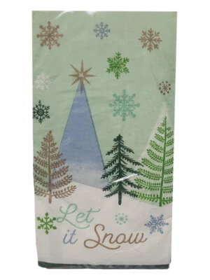 Winter Wonderland 16 Ct Paper Guest Napkins Christmas Trees Let It Snow - Image 1 of 2