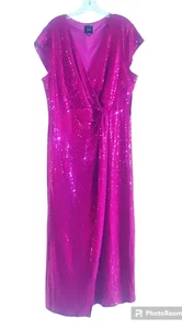 JM Studio festliches langes Partykleid fuchsia rosa Glitzer Übergröße 18W NEU - Bild 1 von 9