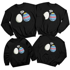 Family Funny Egg Tattoo Happy Easter Sweatshirt Jumper Matching Outfit #ED - Picture 1 of 27