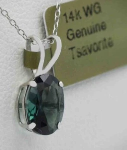 GENUINE 1.89 Cts TSAVORITE PENDANT 14k WHITE GOLD - Free Appraisal Service - Picture 1 of 4