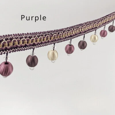 12M DIY Beads Ball Tassel Edging Trim Sewing Craft Curtain Lampshade Home Decor  - Image 1 of 4