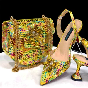 Fashion Bridal Lady Purple Sandals Set Italian Shoes And Bags With Rhinestones - Picture 1 of 14