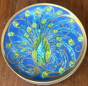 ART NOUVEAU Set of 4 Salad Plates POTTERY BARN Dragonfly Peacock Doves Butterfly - Picture 1 of 9