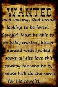 Cowgirl Wanted refrigerator magnet 3 1/2 X 4 1/2 " - Picture 1 of 1