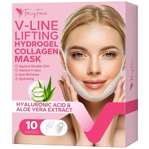 V Line Lifting Mask, 10 Count Double Chin Reducer, Lifting Hydrogel Collagen Mas - Picture 1 of 12