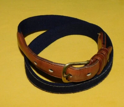 CINTURÓN HOMBRE COACH LANA AZUL/BLANCO CON LENGÜETAS CUERO MARRÓN CLARO TALLA 28/70cm.. Foto 1 de 4