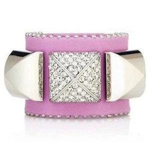 Juicy Couture Armband Kristall Pyramide Ledermanschette NEU - Bild 1 von 7