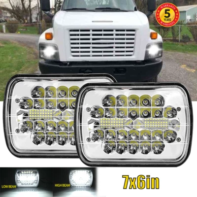 2PCS 7x6'' LED Headlights High-Lo Beam For GMC Safari C6500 C7500 Topkick Trucks Foto 1 de 4