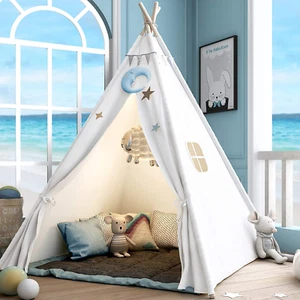 Teepee Play Tent for Kids with Carry Case, Foldable Girls Playhouse - Picture 1 of 8