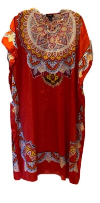 Vestido Maxi Kaftan Ashro Asiático Abstracto Rojo Negro Túnica Mumu�� muumuu Foto 1 de 4