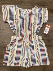 short sleeve striped cat jack romper XS 4/5 - Picture 1 of 2