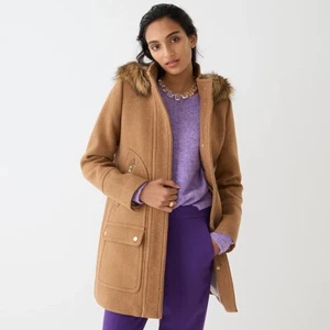 NWT J Crew Chateau Parka Italian Stadium Cloth Wool Coat Sz 2P $385 NEW - Picture 1 of 9
