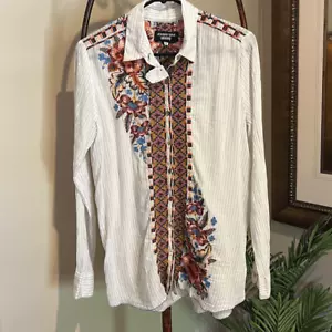 JOHNNY WAS bestickte gestreifte Bluse S - Bild 1 von 7